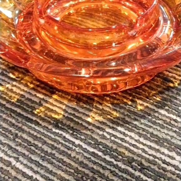 Vintage Orange Glass Ashtray Heavy - Picture 2 of 4